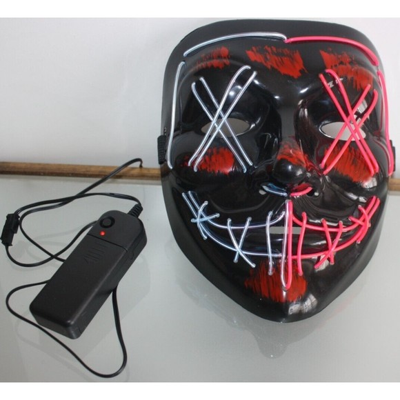 Costume Halloween Face Mask The Purge LED Light Up 3 Speed Clubbing Party Fun - Picture 2 of 4